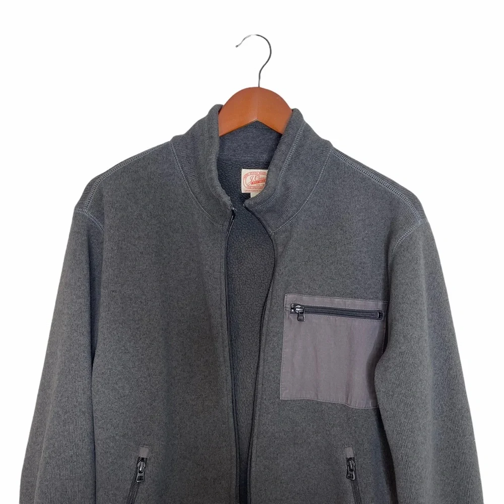J. CREW Knitwear Men’s Summit Zip Up Sweater Track Jacket Size M Gray Athleisure